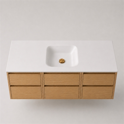 Corian wastafelblad 142 cm incl. Lux wastafel, Glacier White