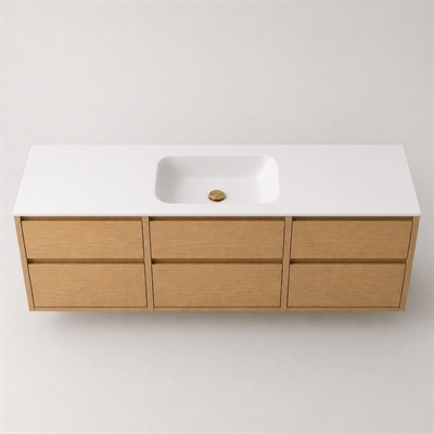 Corian wastafelblad 182 cm incl. Lux wastafel, Glacier White