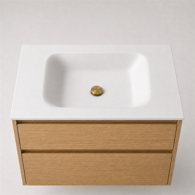 Corian wastafelblad 82 cm incl. Lux wastafel, Glacier White