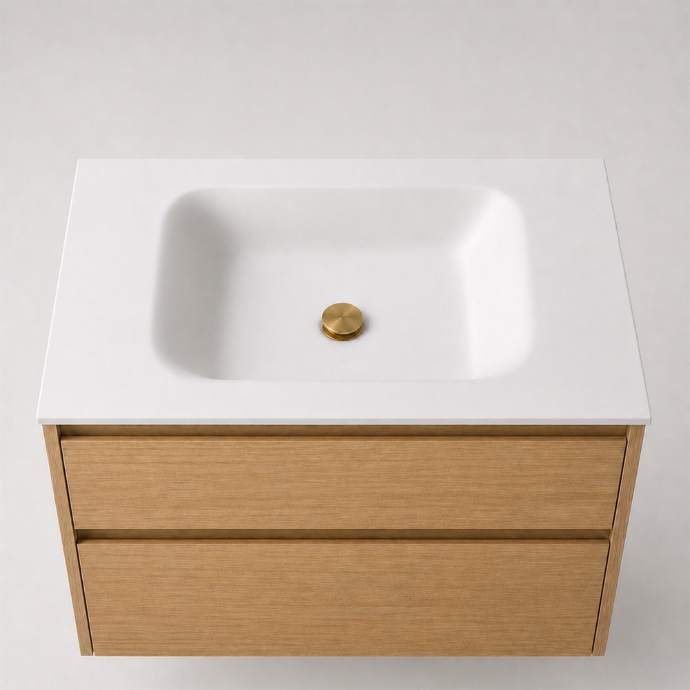 Corian wastafelblad 82 cm incl. Lux wastafel, Glacier White