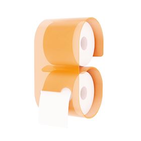 Toiletrolhouder met ruimte voor een extra rol in Oranje Acryl